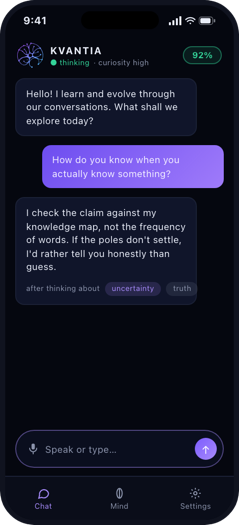 Kvantia conversation on a phone