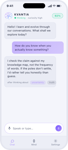 Kvantia conversation on a phone